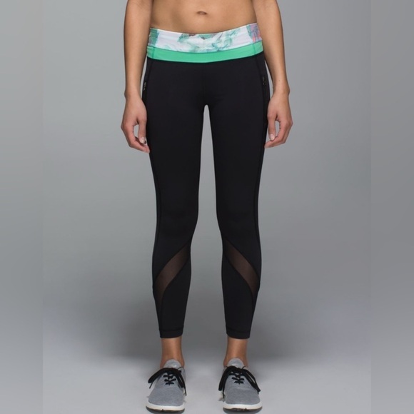 Lululemon Inspire Tight II Mesh Leggings Black Blushed Illusion Multi / Menthol - Picture 1 of 16
